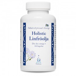 Holistic Linfröolja ekologiczny tłoczony na zimno olej lniany w kapsułkach d-alfa-tokoferol naturalna witamina E omega 3 ALA