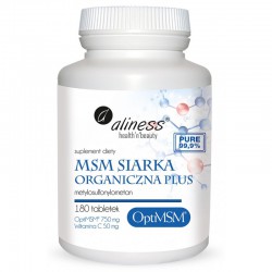 MSM siarka Organiczna PLUS 180 tabletek Aliness