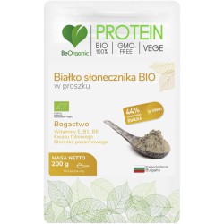 Białko słonecznika BIO w proszku 200g BeOrganic witamina E B1 B6 kwas foliowy błonnik pokarmowy