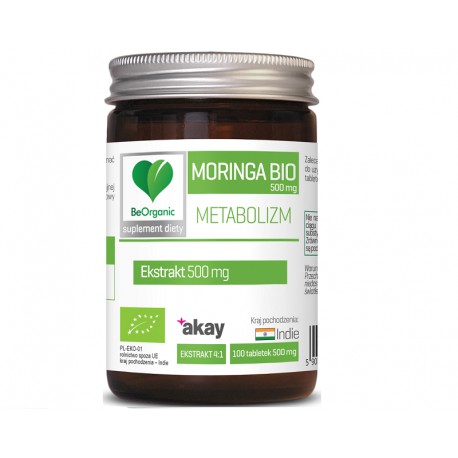 Moringa bio 500mg 100 tabl. BeOrganic Medicaline Moringa Olejodajna Moringa oleifera