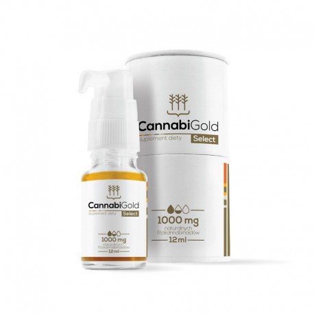CannabiGold Select 1000mg 12ml olej konopny z ekstraktem z konopi włoknistych fitokannabinoidy terpenoidy CBD CBDA CBC CBG CBDV