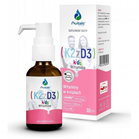 Avitale Witamina K2+D3 Kids 30ml Medicaline menachinon-7 cholekalcyferol witamina K2 i D3 dla dzieci